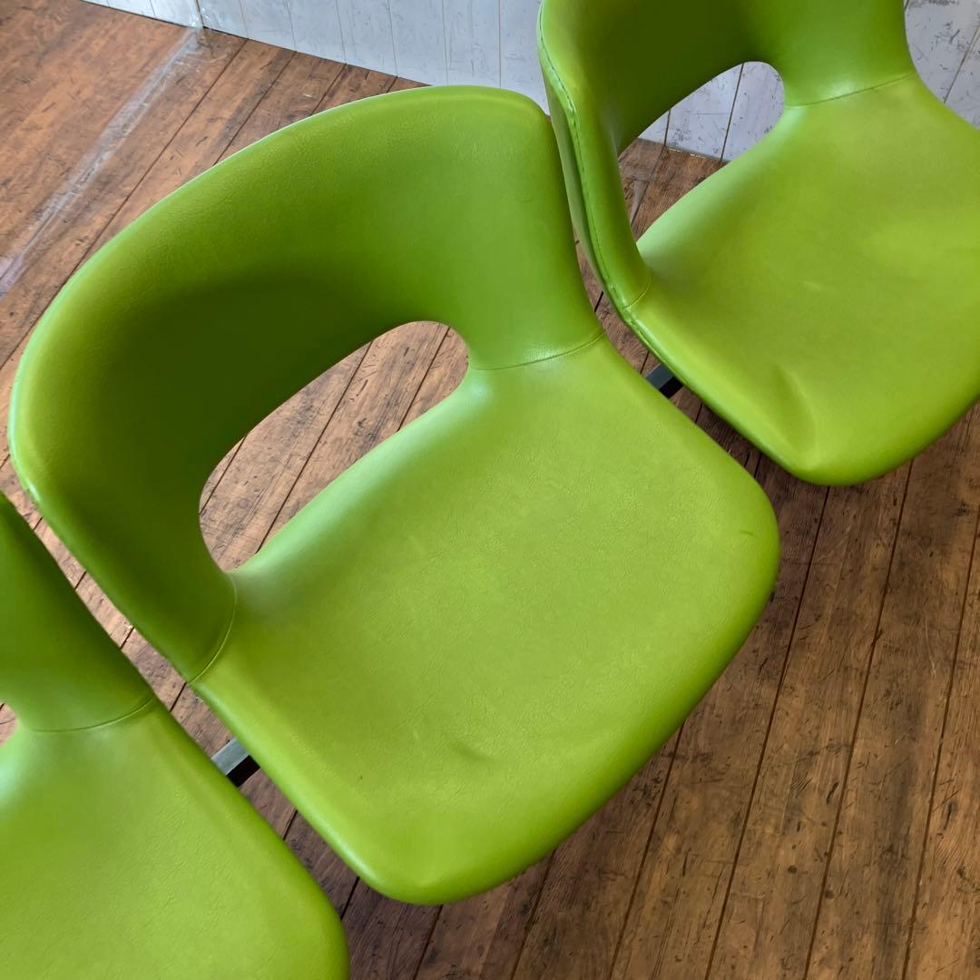 天童木工 ミッドセンチュリー 3人掛け ロビーチェア ラウンジチェア 長椅子 緑