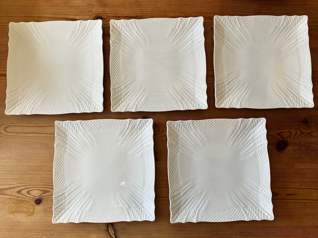 ジノリ　ベッキオホワイト22スクエアプレート×5