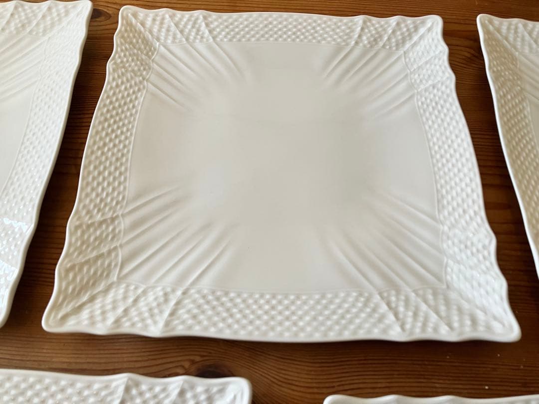 ジノリ　ベッキオホワイト22スクエアプレート×5