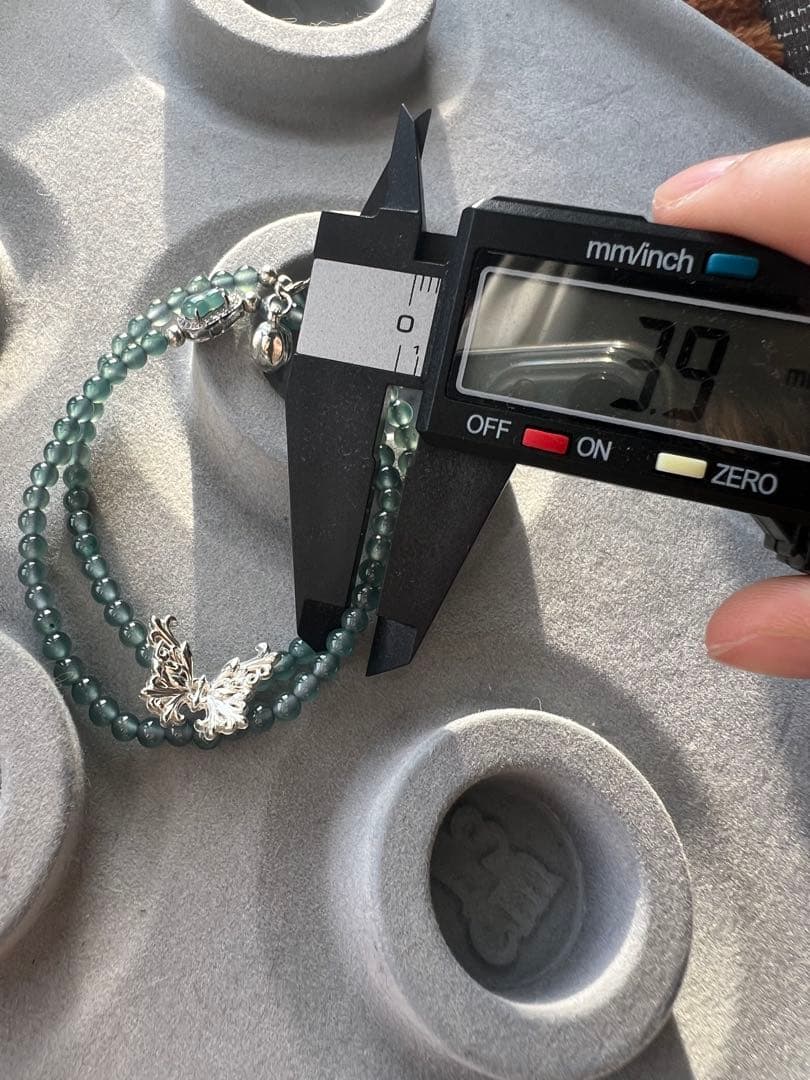 天然翡翠　グァテマラ産A翡翠　氷種　青系　S925チャーム　2連ブレスレット