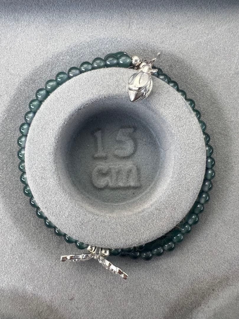 天然翡翠　グァテマラ産A翡翠　氷種　青系　S925チャーム　2連ブレスレット