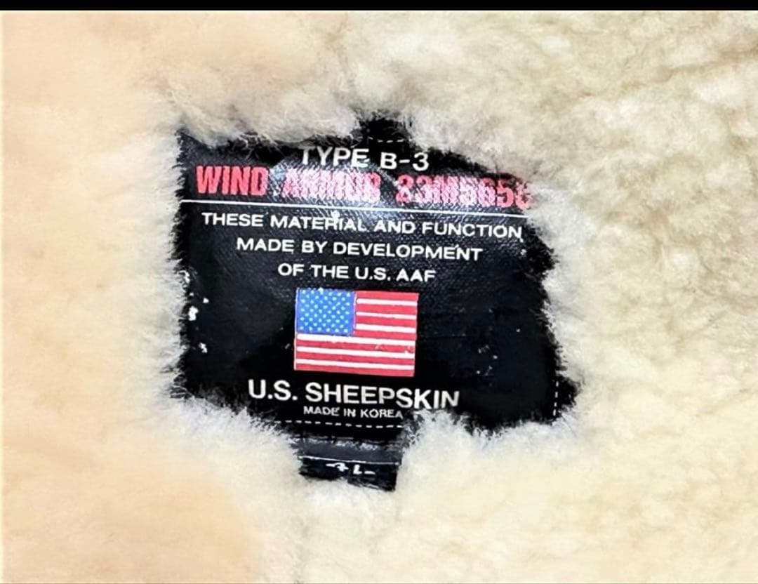 12万 ウインドアーマー 米産羊革 B-3 ムートン フライトジャケット 4L
