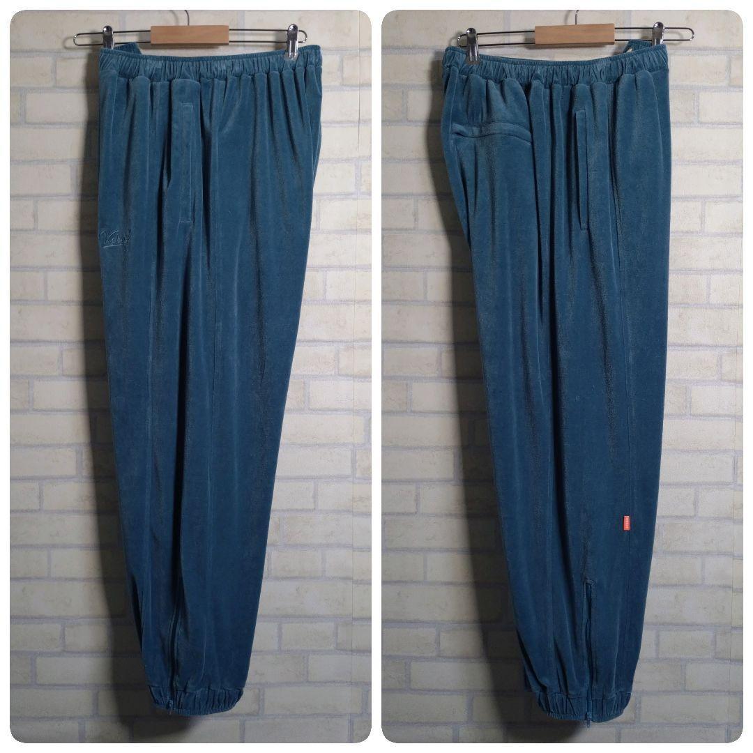 ケボズ★刺繍ロゴ ベロア セットアップ 上下セット くすみ青 L 日本製