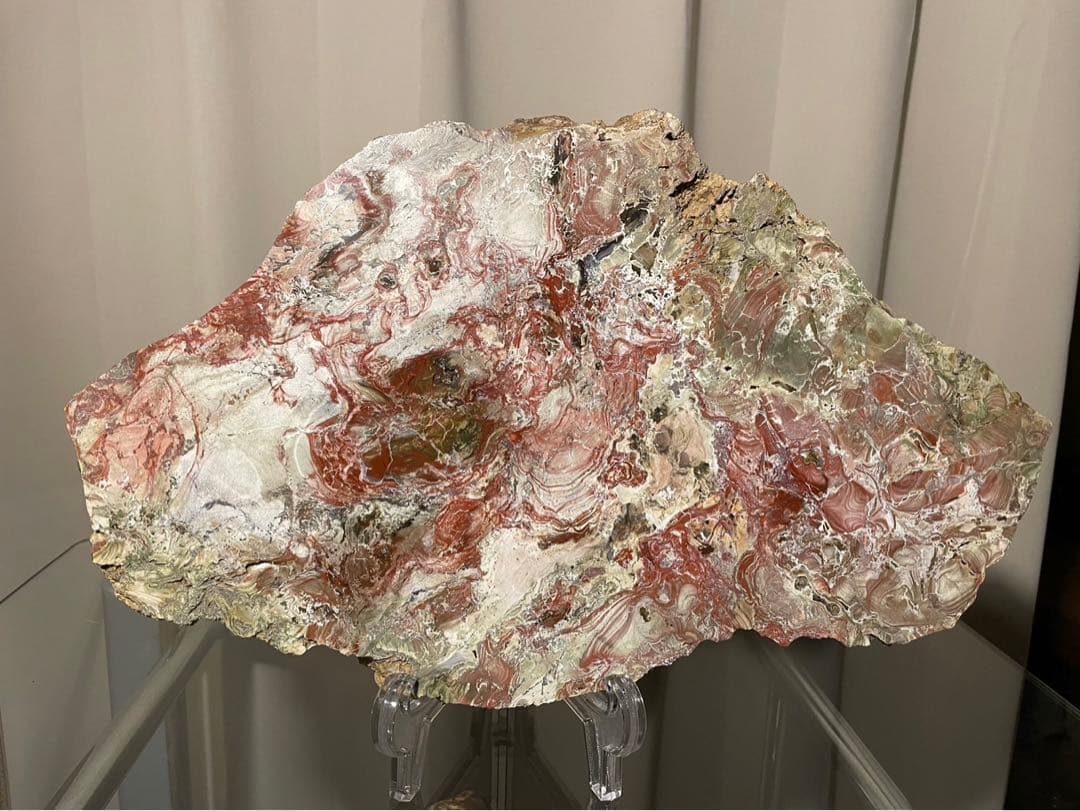 4770 佐渡岩谷口五色メノウ 水石 盆栽 横43.5(cm) 8kg 赤玉石