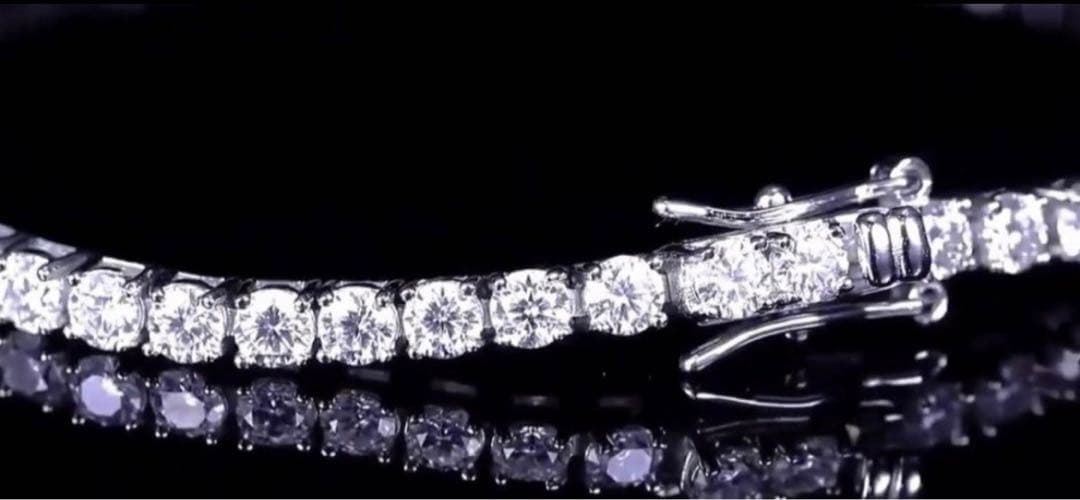 【格を纏う】10ctモアサナイト×S925 テニスチェーンブレスレット｜証明書付