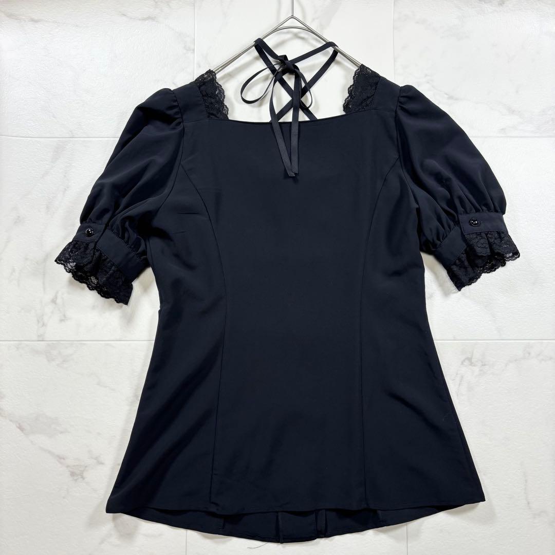 【美品】MIHO MATSUDA パフスリーブブラウス フリル レース 黒