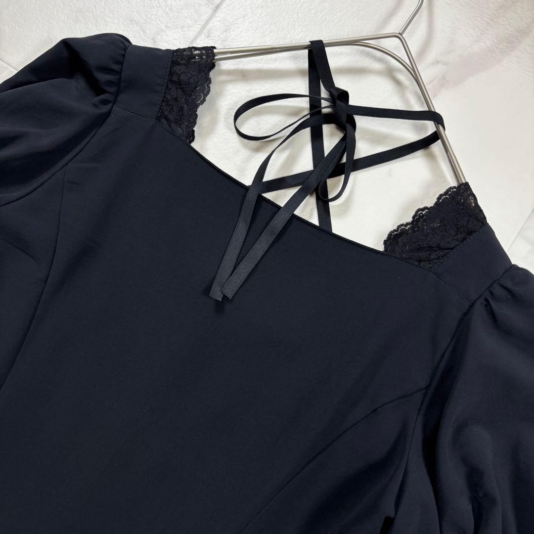 【美品】MIHO MATSUDA パフスリーブブラウス フリル レース 黒