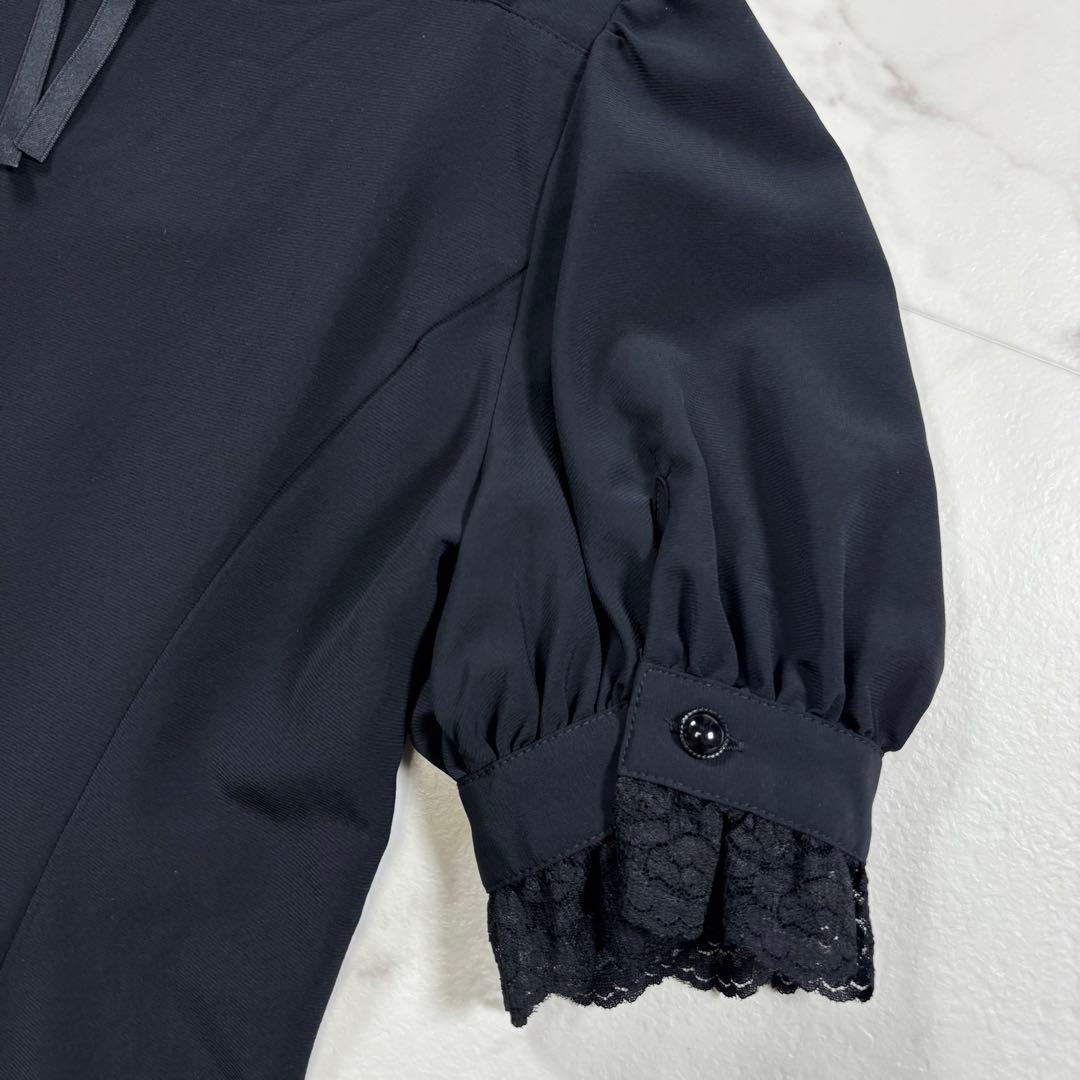 【美品】MIHO MATSUDA パフスリーブブラウス フリル レース 黒