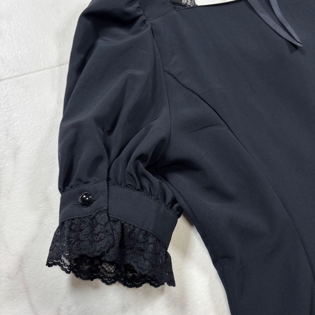 【美品】MIHO MATSUDA パフスリーブブラウス フリル レース 黒