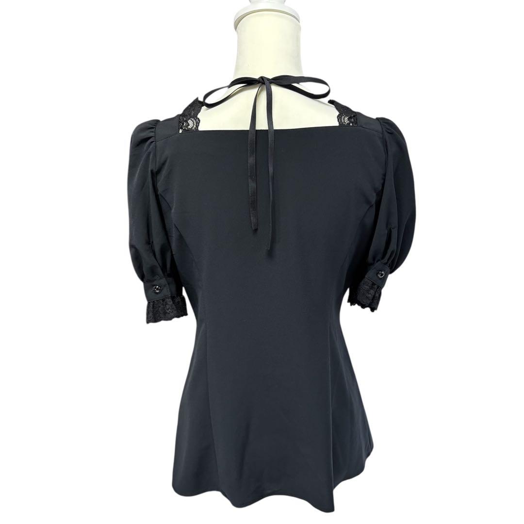 【美品】MIHO MATSUDA パフスリーブブラウス フリル レース 黒