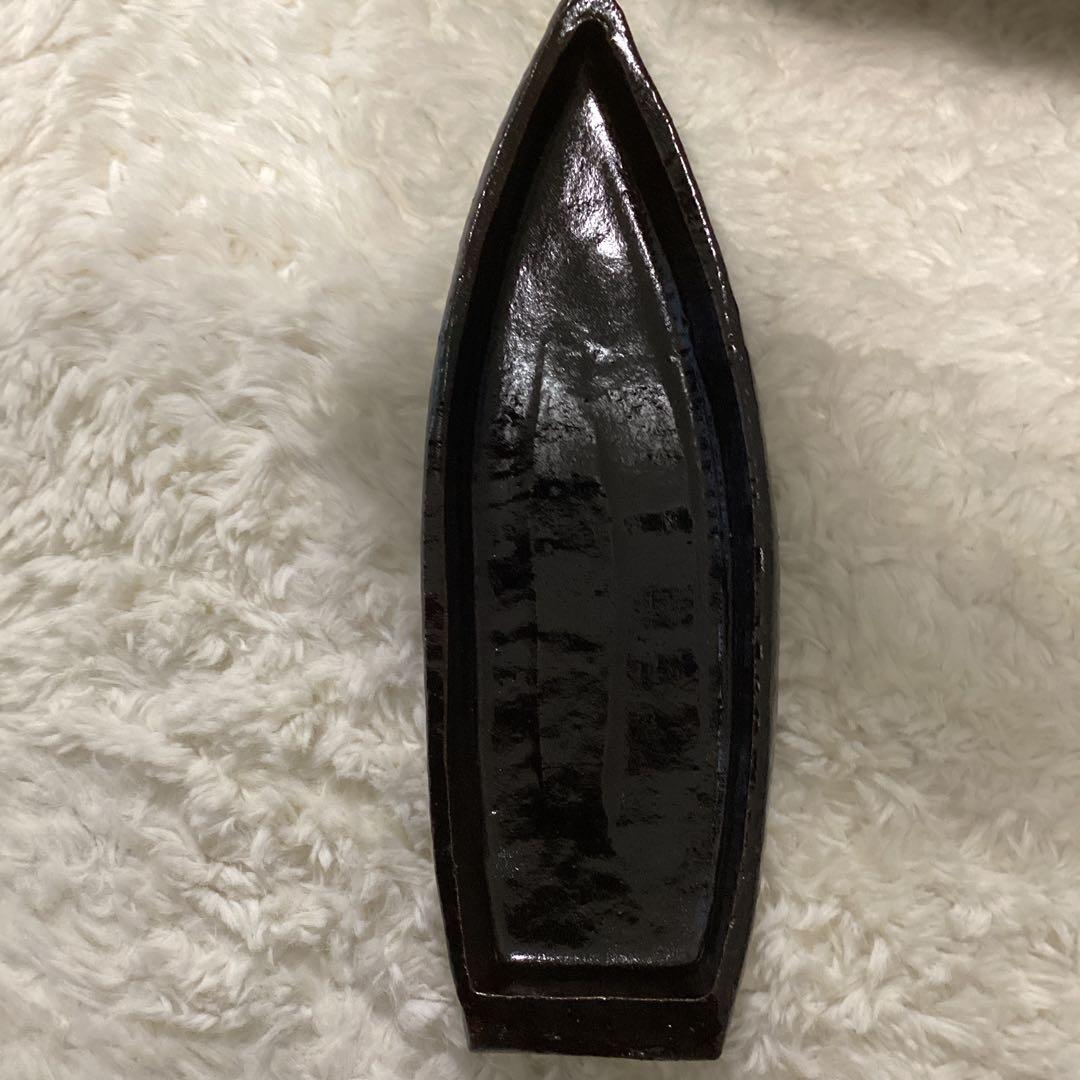 黒釉舟形向付　前菜の器10客　　新品未使用