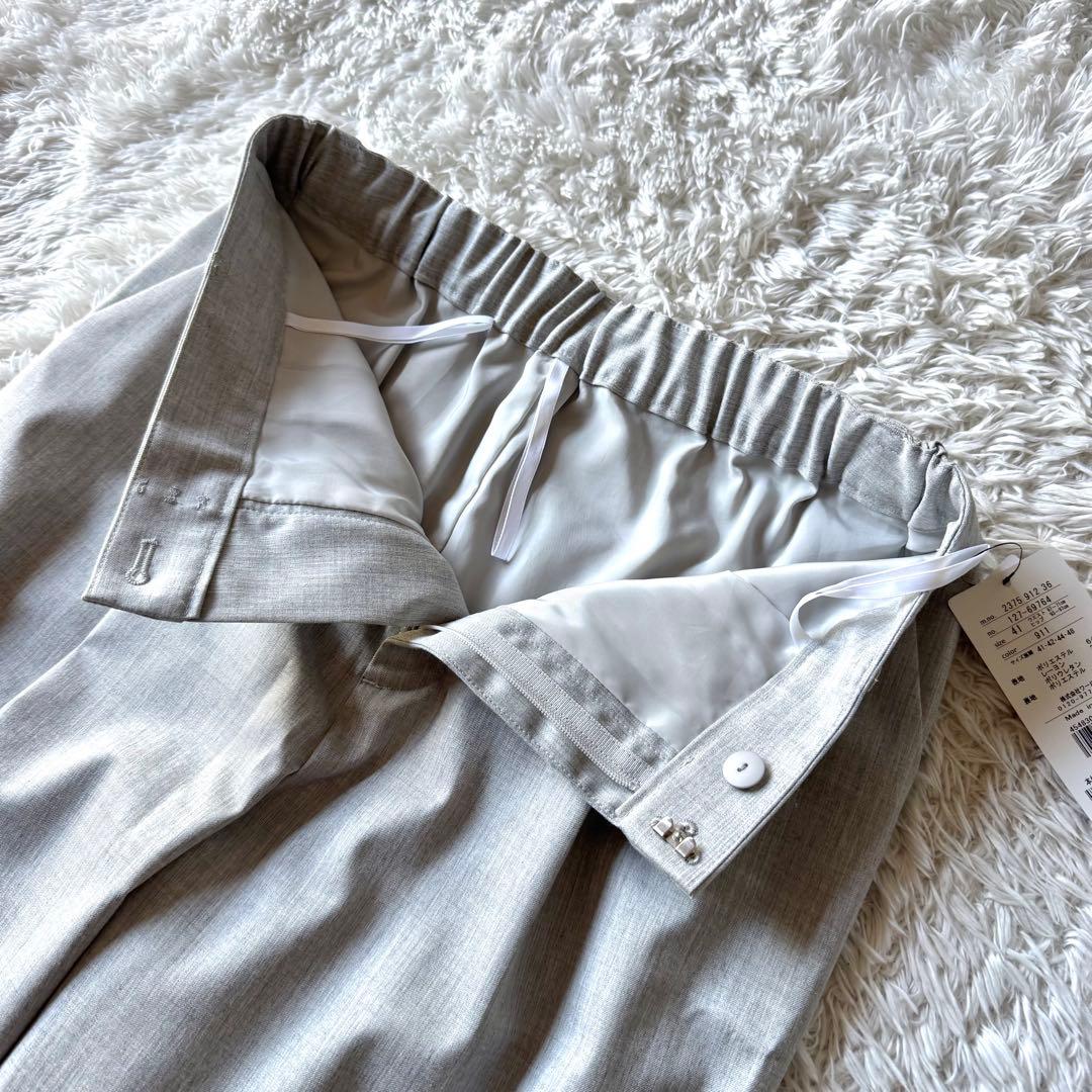 新品タグ付　インディヴィ　ビジネススーツ　セットアップ　ノーカラー　1B グレー