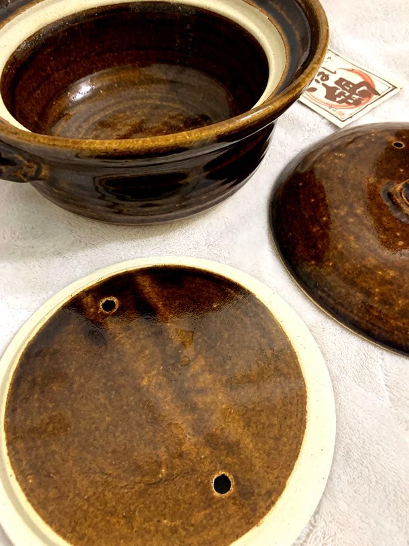 レア　新品萬古焼 炊飯鍋 ふっくらご飯鍋 二重蓋 土鍋 日本製