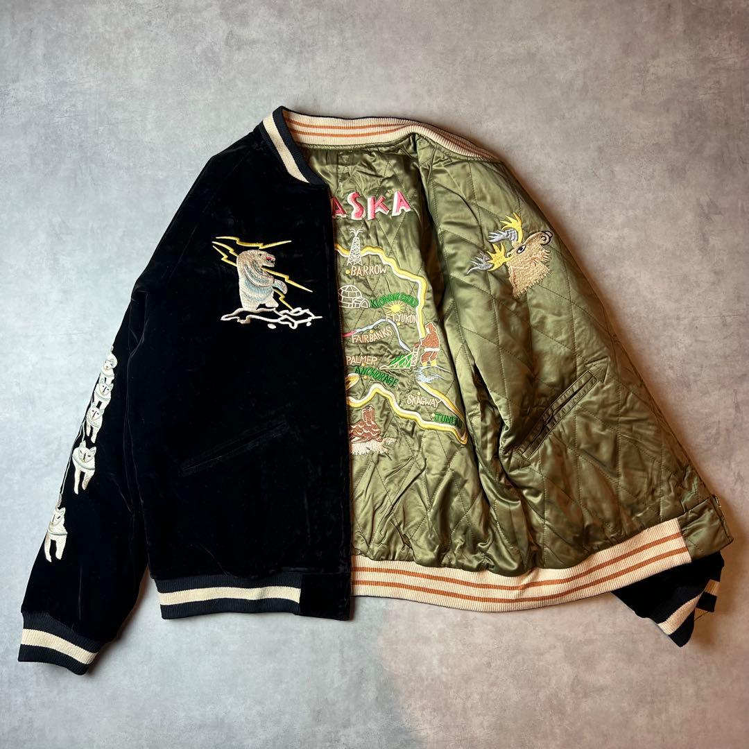 ✅新品　スカジャン　スーベニアジャケット　別珍　ベロア　リバーシブル　両面　XL