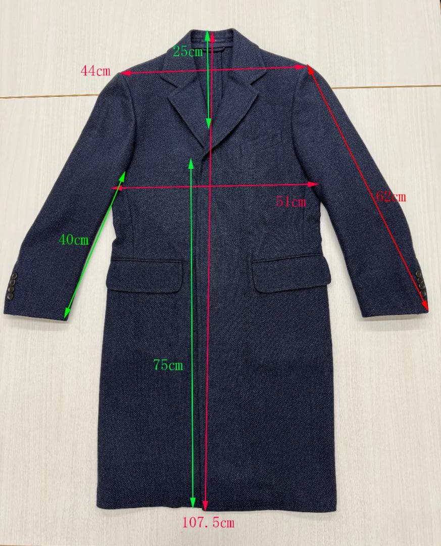 dunhill ダンヒル　チェスターコート 　ネイビー 　ウール　46