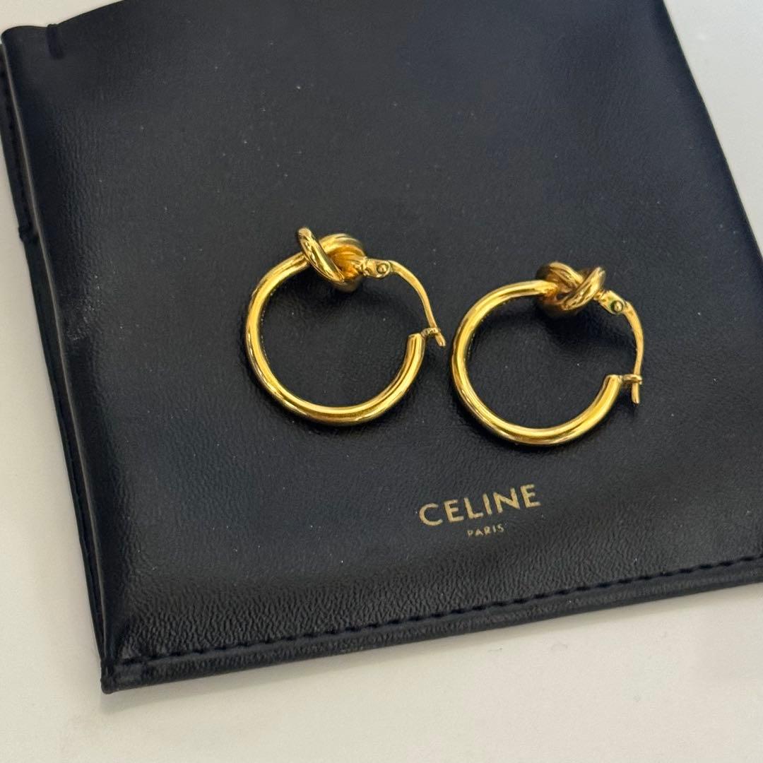 【CELINE ノットスモールフープ ゴールドフィニッシュ プラス】