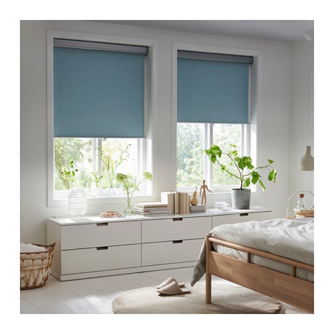 IKEA TRETUR 遮光ローラーブラインド ライトブルー 2点セット