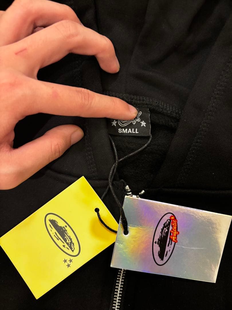 Corteiz ブラック フルジップパーカー S