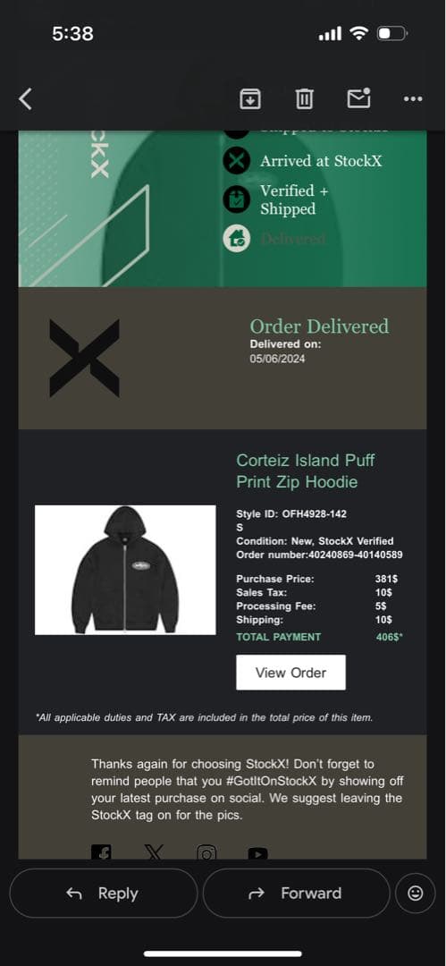 Corteiz ブラック フルジップパーカー S