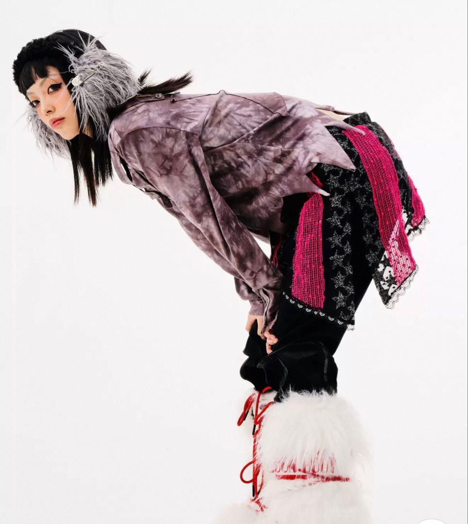 即日発送eyeellike21AWグレー フェイクファー 耳あて　y2k 00s