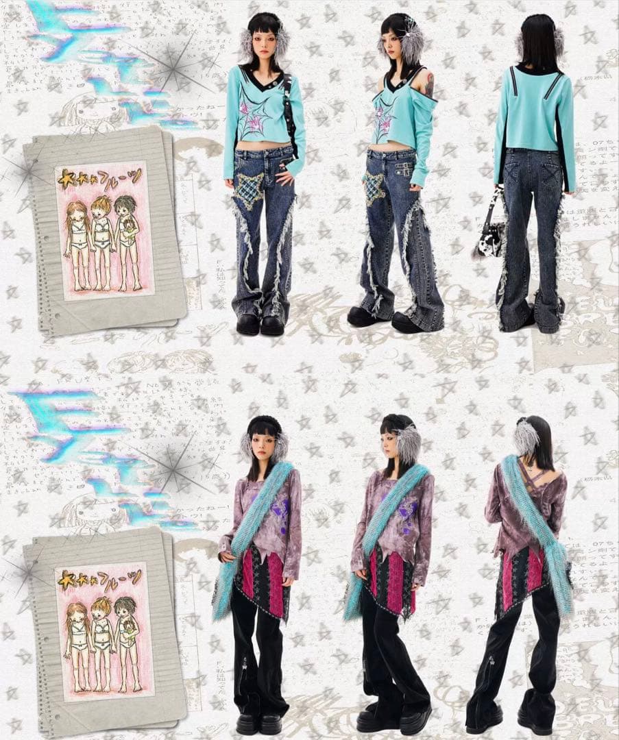 即日発送eyeellike21AWグレー フェイクファー 耳あて　y2k 00s