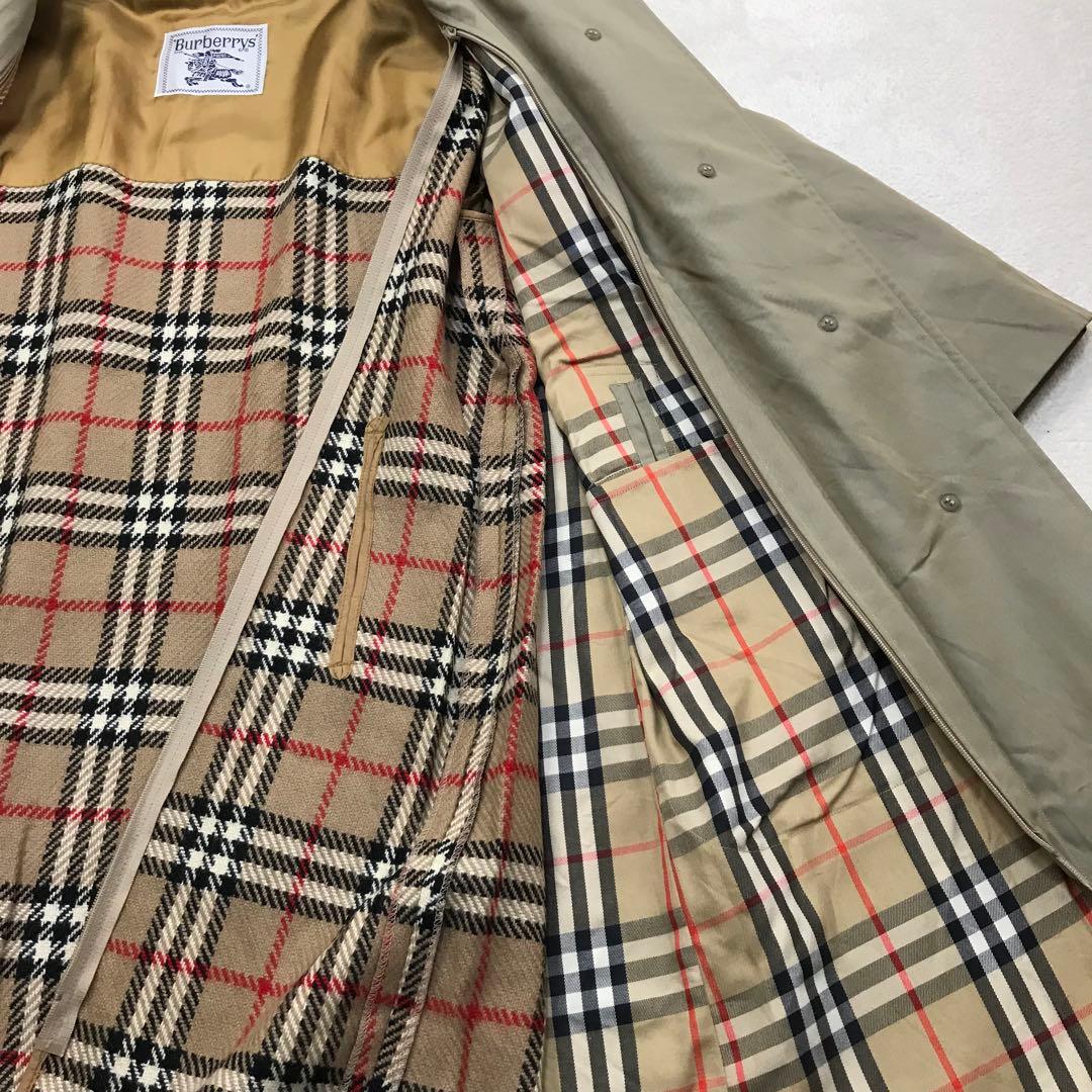 バーバリー ベージュ ステンカラーコート ノバチェック ライナー付 90s