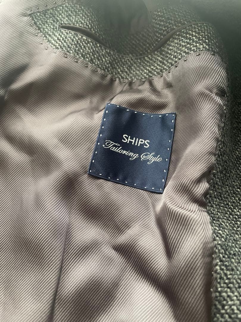 SHIPS シップス　ダブルボタン カシミヤ混 ロングコート　ベルト付 モード系