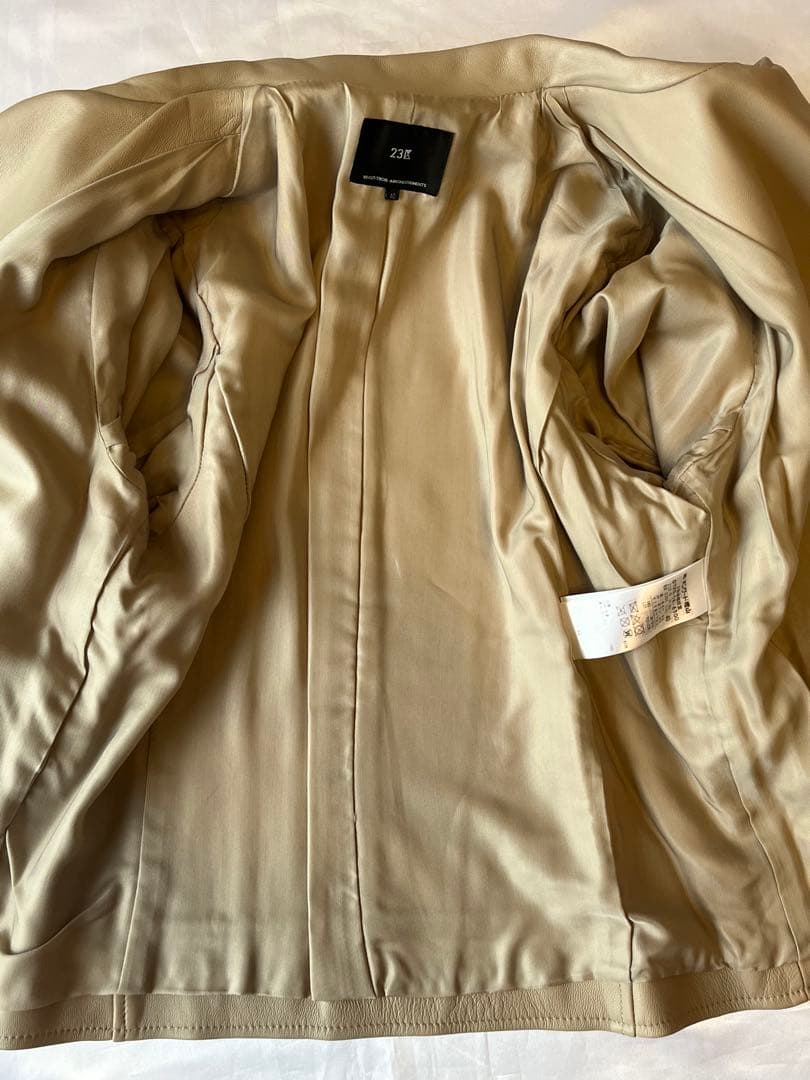 23区　ラムレザー　ライダースジャケット　サイズ40 グレージュ