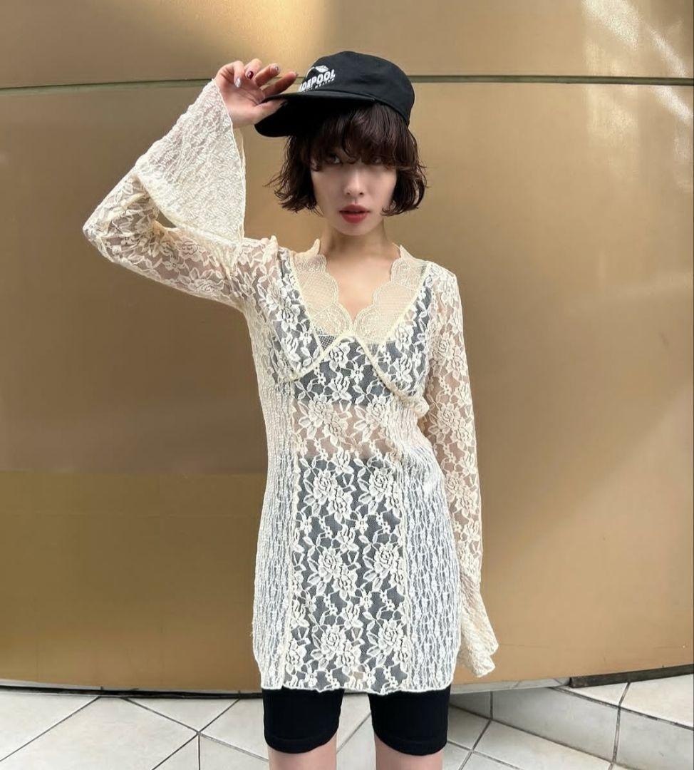 COMBINATION LACE TOP　ameri vintage