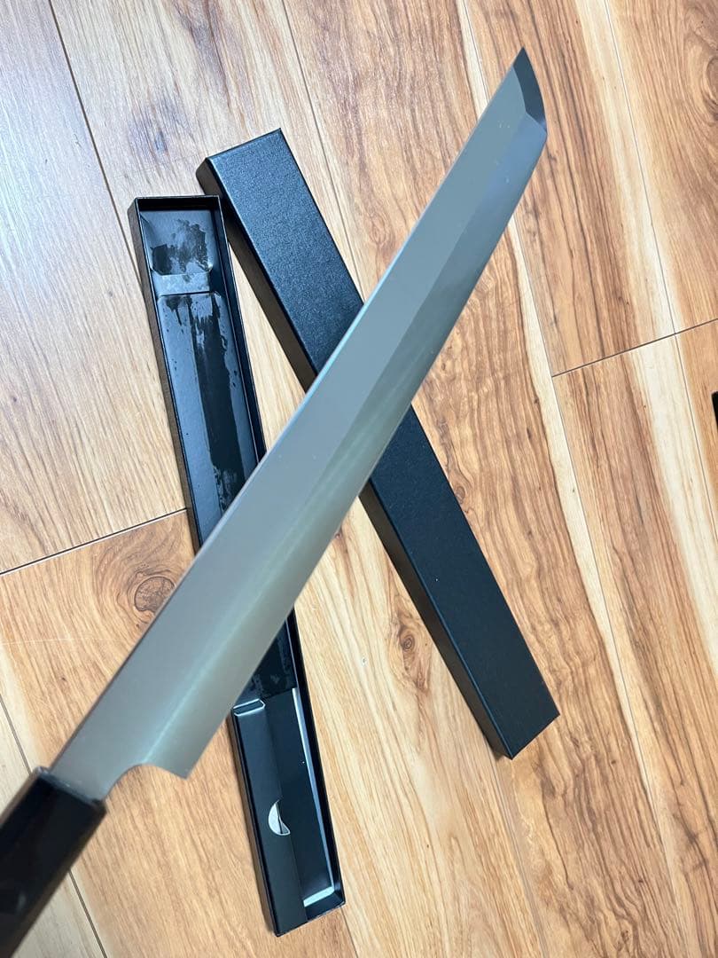 新品未使用　包丁　先丸型蛸引　切味抜群　箱付　本焼き作法