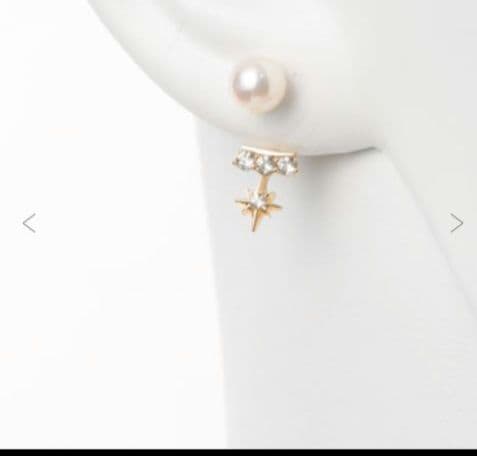 スタージュエリーK10アコヤパール　クロッシングスター　ピアス