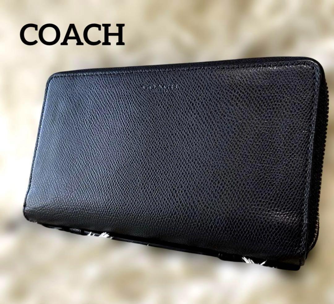 コーチ　クラッチバッグ　トラベルオーガナイザー　ジップ長財布　ブラック黒　収納多