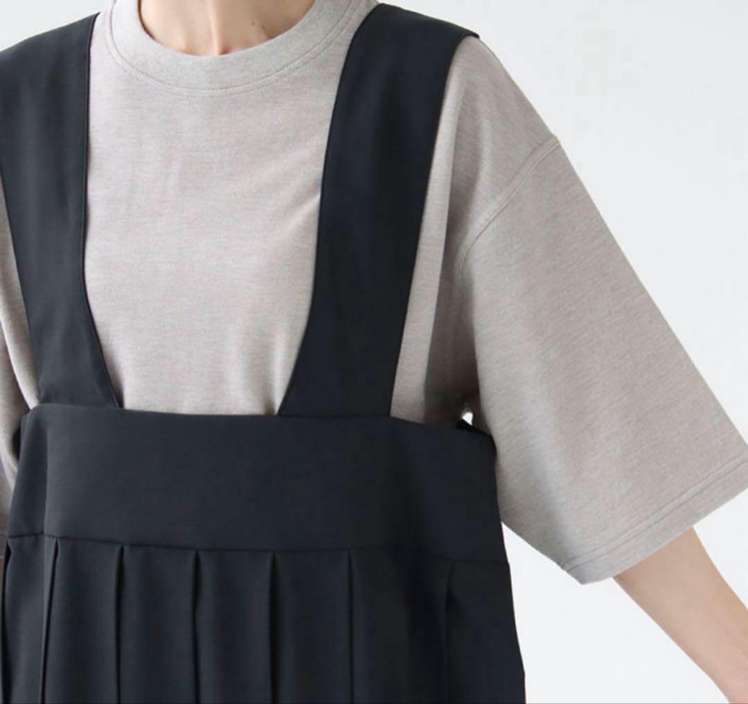 【試着のみ】mizuiro ind／プリーツジャンパースカート／チャコールグレー