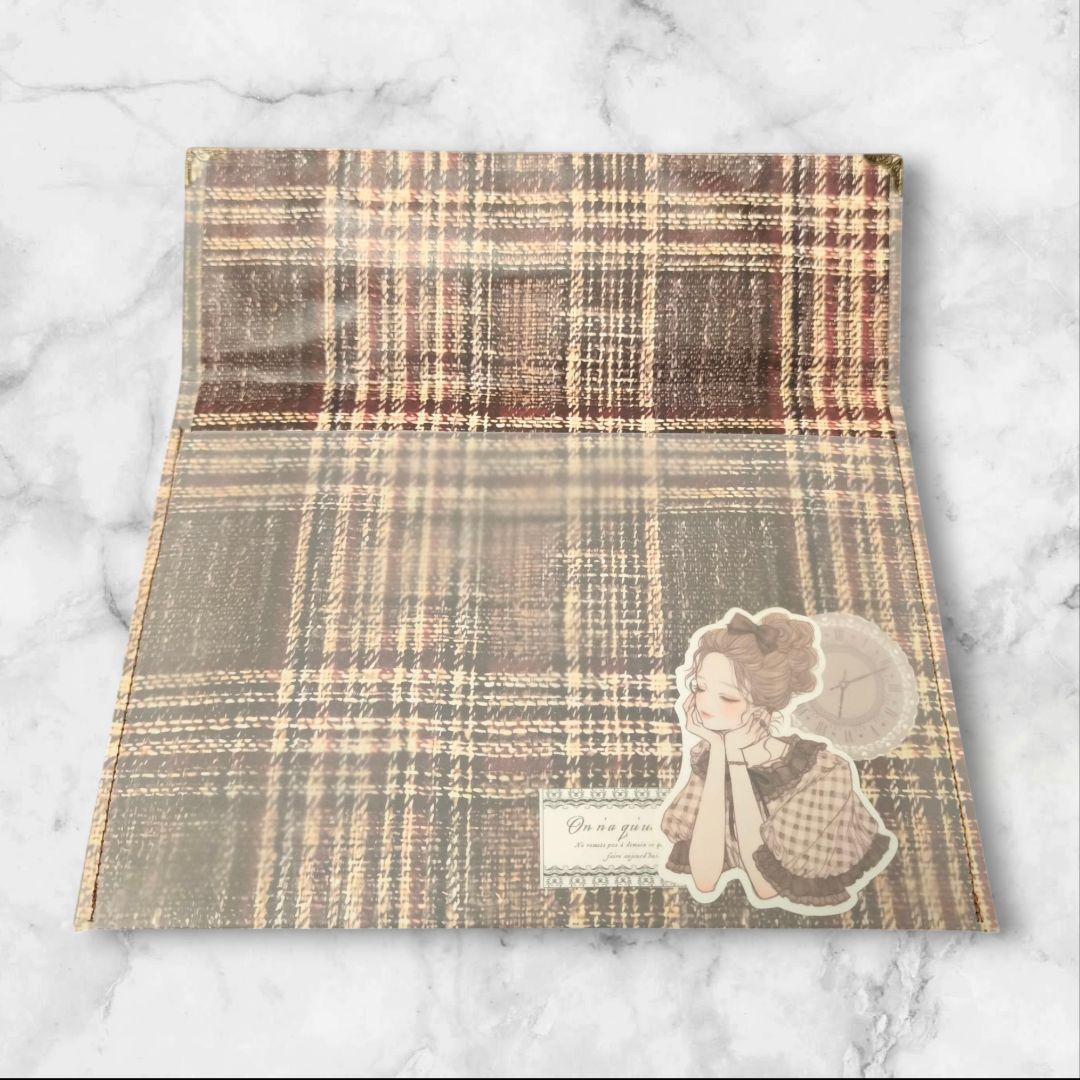 ハンドメイドふかふかペーパーポーチ/ペーパーバッグ/トレペ仕様ブラウンチェック