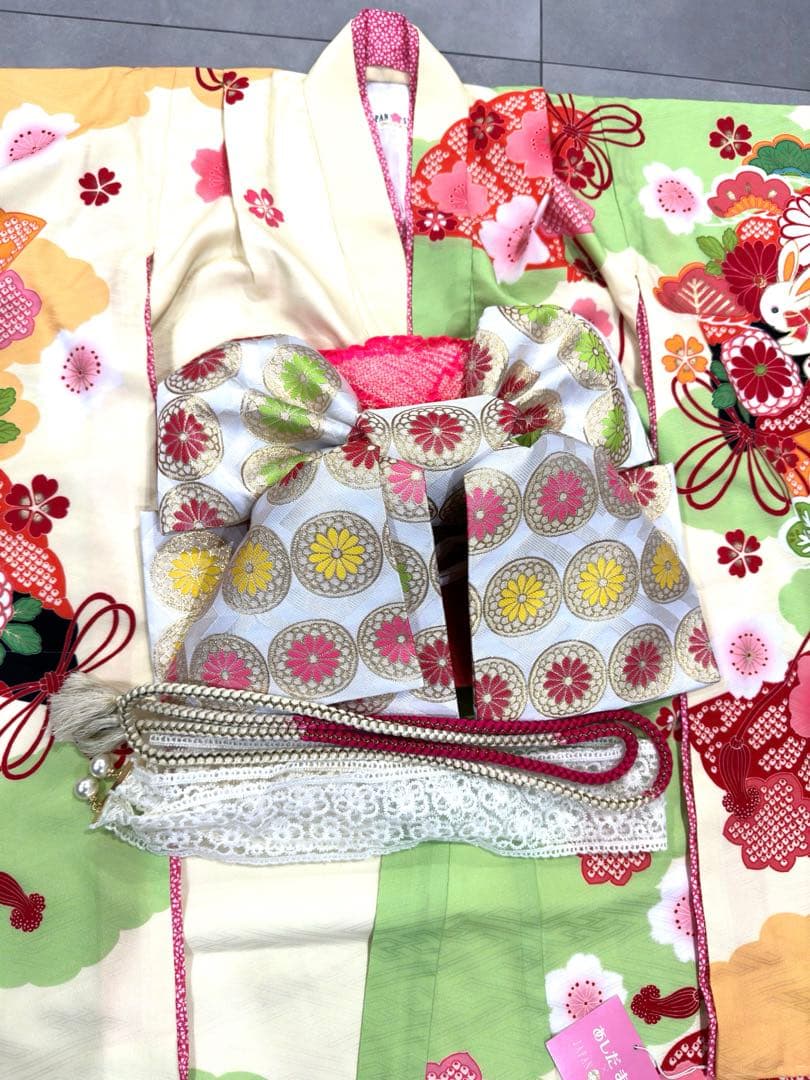 JAPANスタイル　あしだまなコラボ　7歳　着物　フルセット