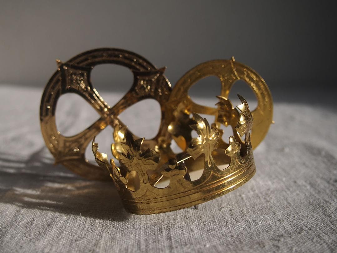 聖人像の王冠 光輪 3点 聖母マリア像 クラウン カトリック彫像用/K378