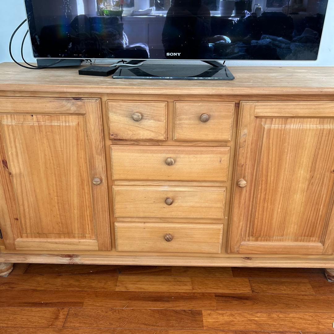 【スネちゃん】カントリー無垢テレビボード、リビング収納、カウンター パイン