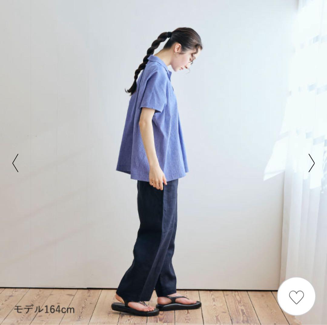 高島ちぢみのワイドシャツ　中川政七商店　ブルー