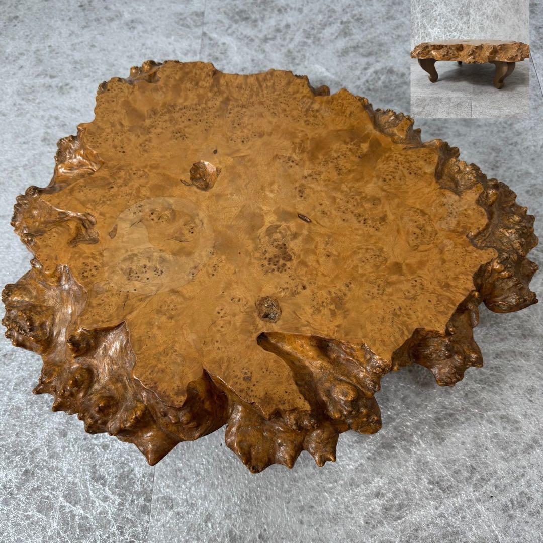 楓 敷板 玉杢 花台 香炉台 瘤杢 置物 天然木 花梨 猫足