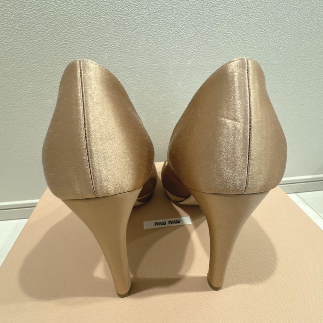 miu miu 36.5 ハートビジュー ハイヒール オープントゥ