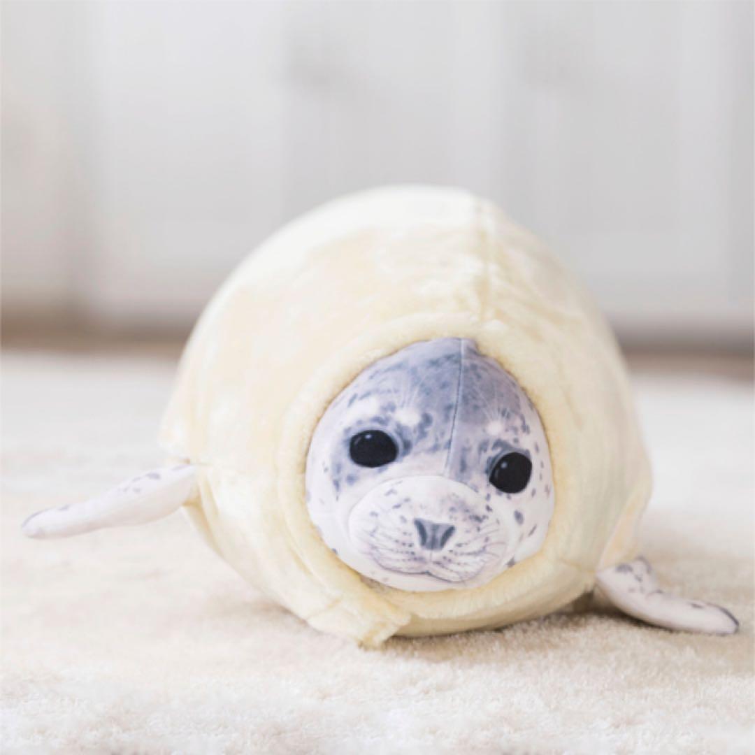 【新品未使用】アザラシのもちもちちゃん 換毛期 エビフライクッション