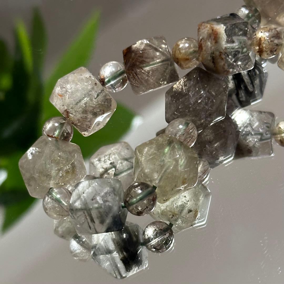 激レア【高品質】ガーデン ルチルクォーツ カット ブレスレット パワーストーン