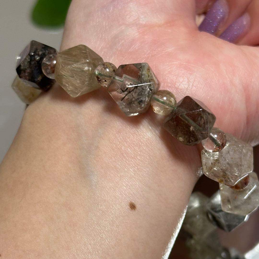 激レア【高品質】ガーデン ルチルクォーツ カット ブレスレット パワーストーン