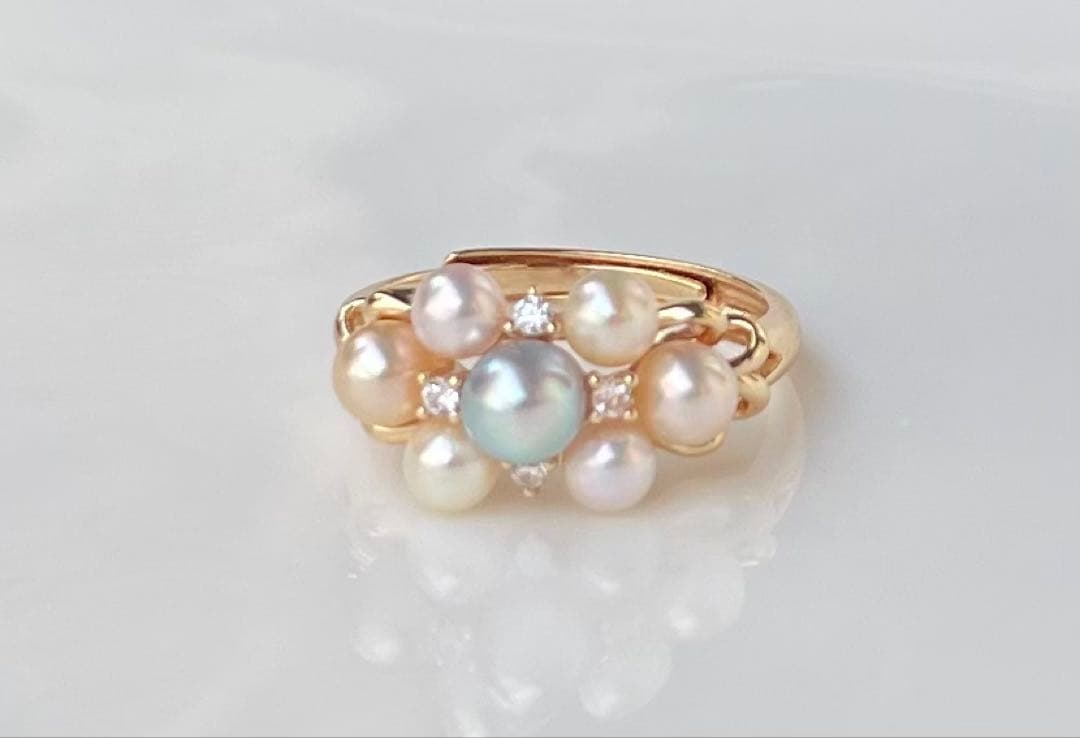 あこや真珠 マルチカラー ベビーパール リング 指輪 フリーサイズ 大人のロマン