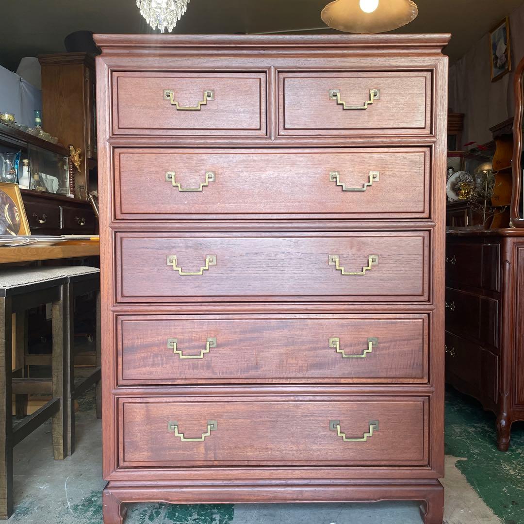 アメリカ製高級木材５段チェスト