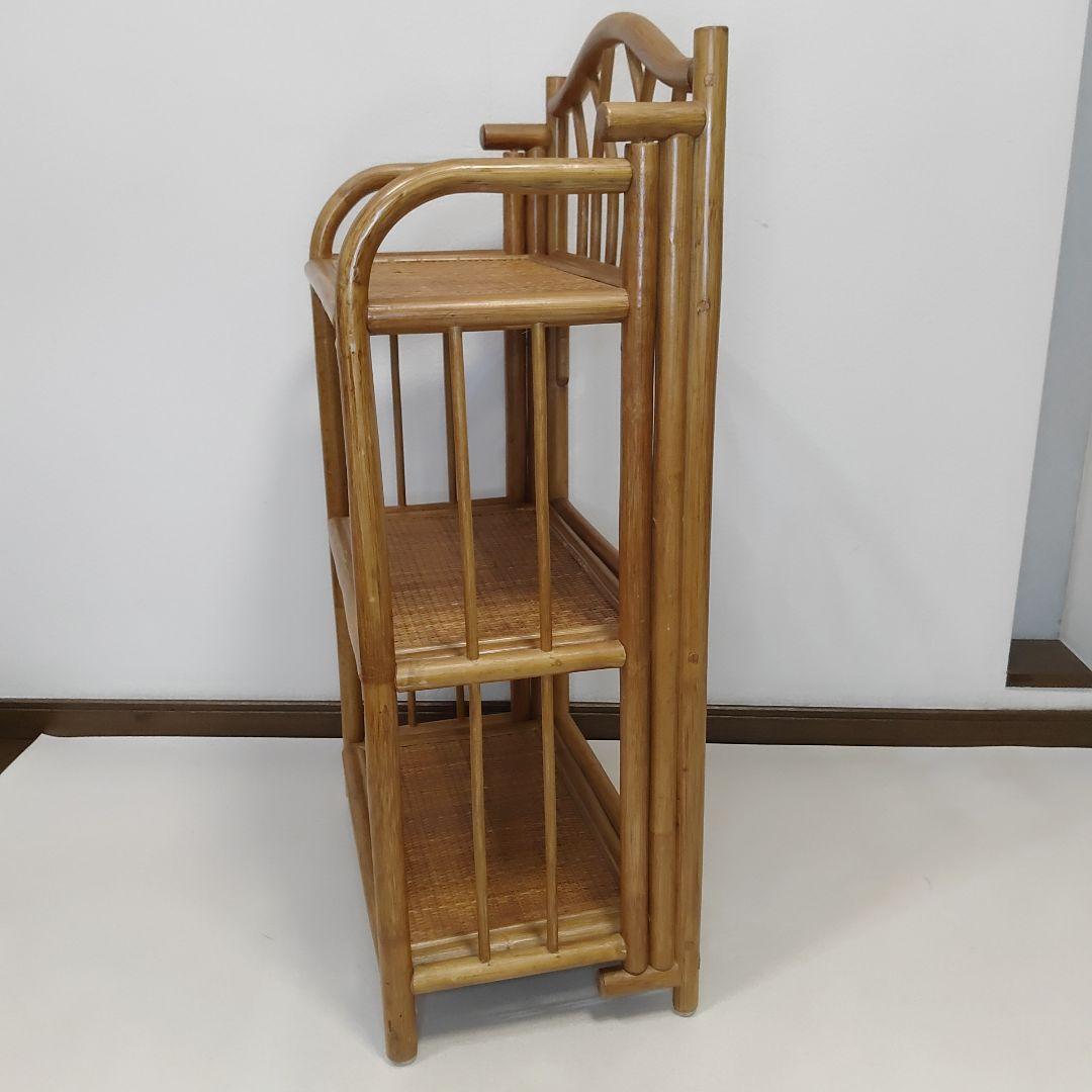 ラタン　籐　折りたたみ式 ラック　飾り棚　シェルフ　3段　折り畳み　送料無料