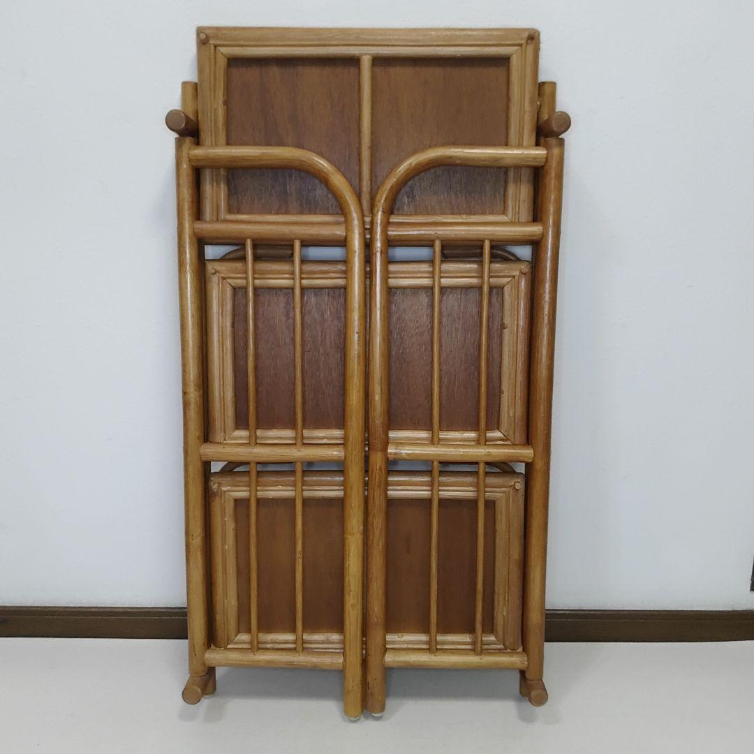 ラタン　籐　折りたたみ式 ラック　飾り棚　シェルフ　3段　折り畳み　送料無料