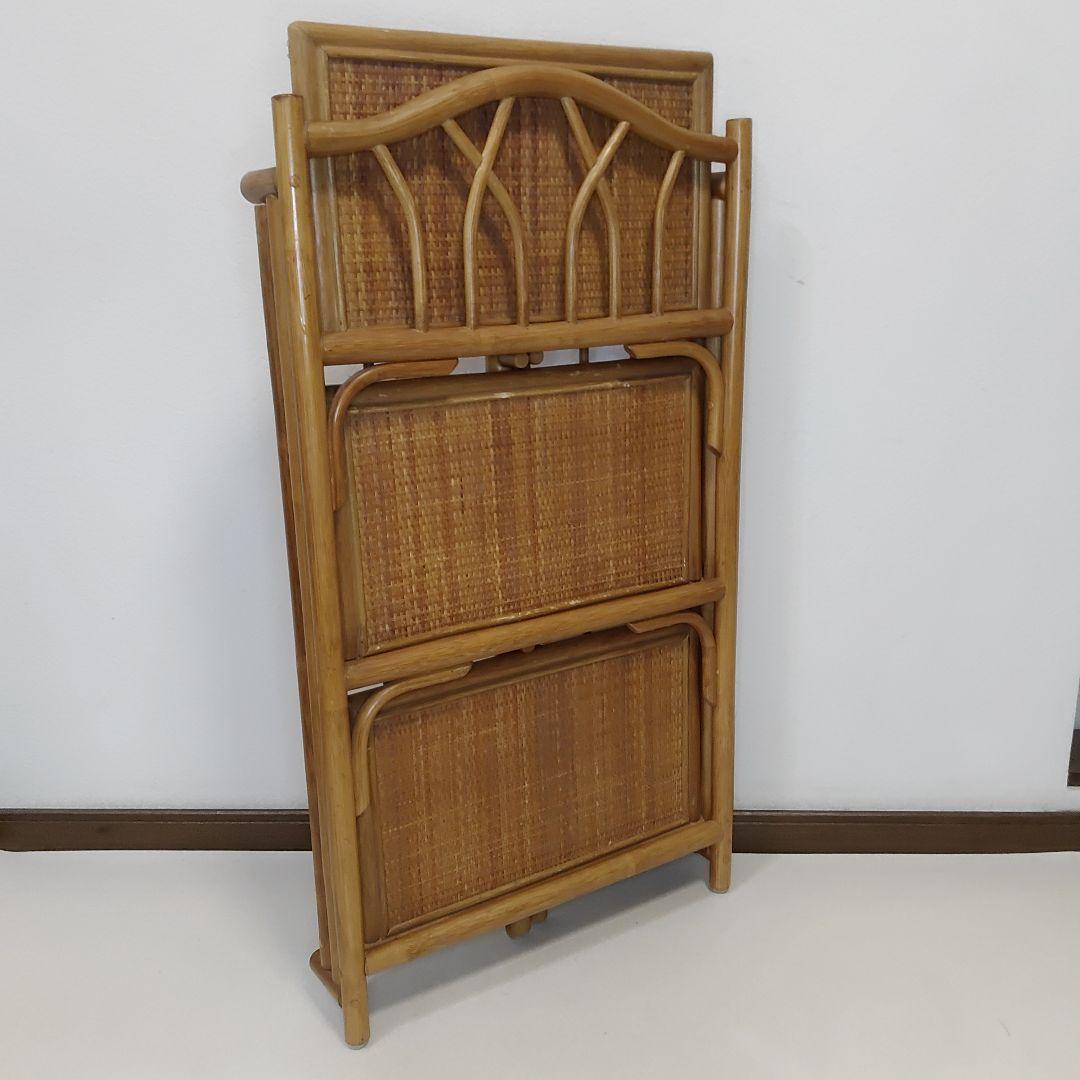 ラタン　籐　折りたたみ式 ラック　飾り棚　シェルフ　3段　折り畳み　送料無料