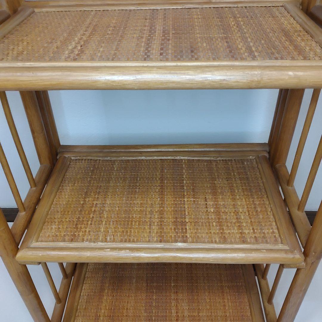 ラタン　籐　折りたたみ式 ラック　飾り棚　シェルフ　3段　折り畳み　送料無料