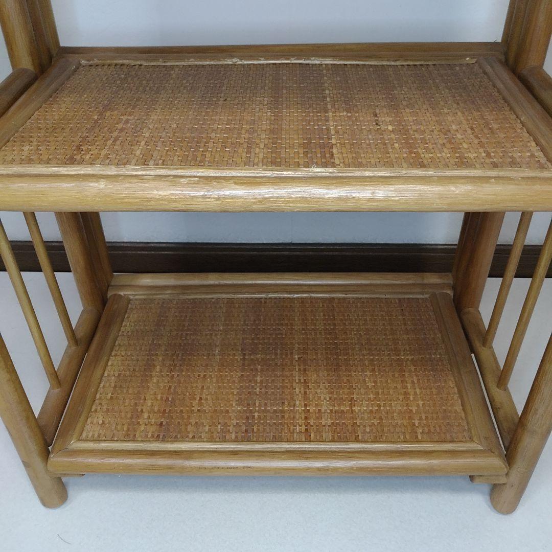 ラタン　籐　折りたたみ式 ラック　飾り棚　シェルフ　3段　折り畳み　送料無料